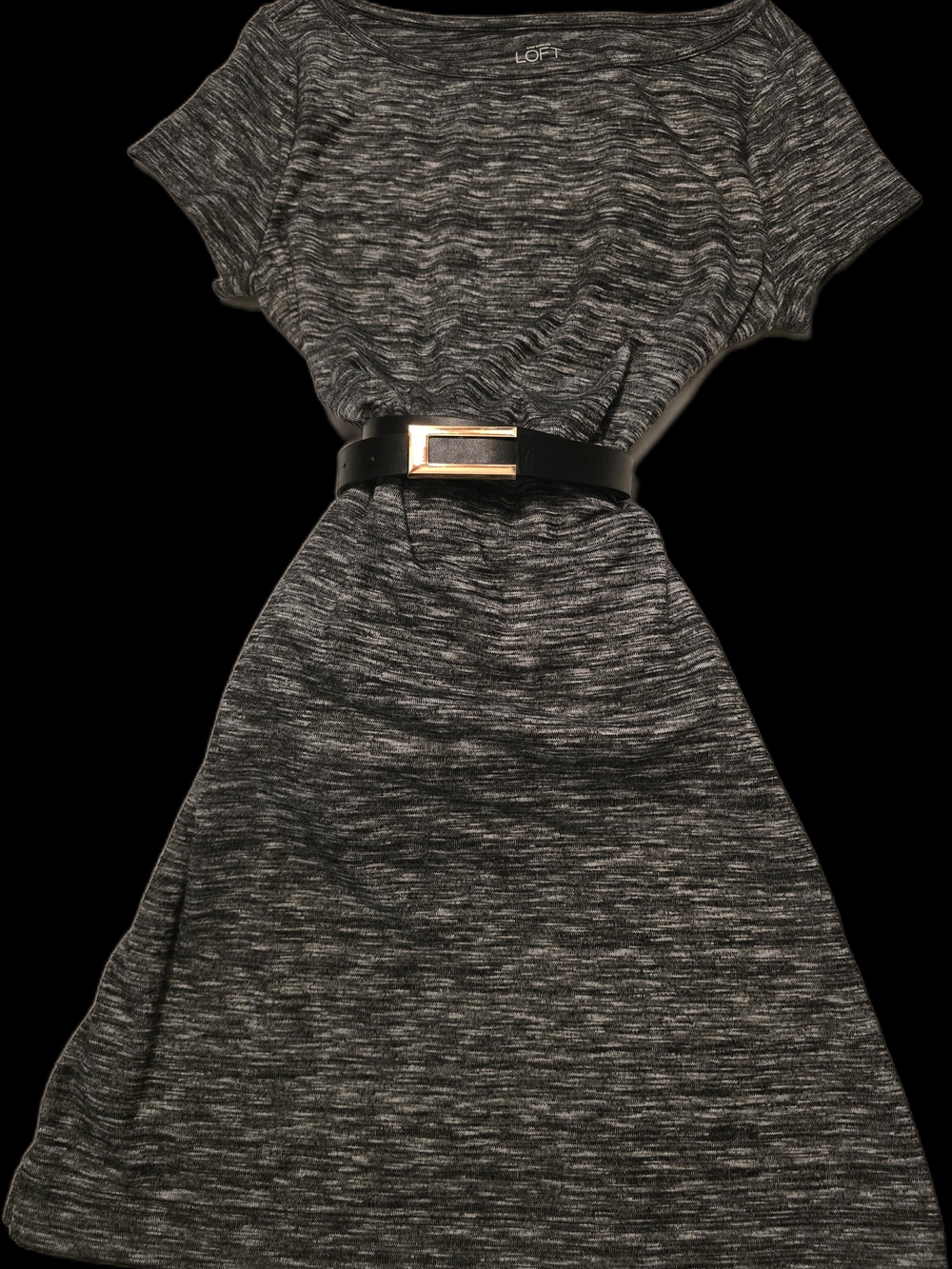 LOFT Gray Space-Dye Short Sleeve Dress - Size Medium - Picture 4 of 6